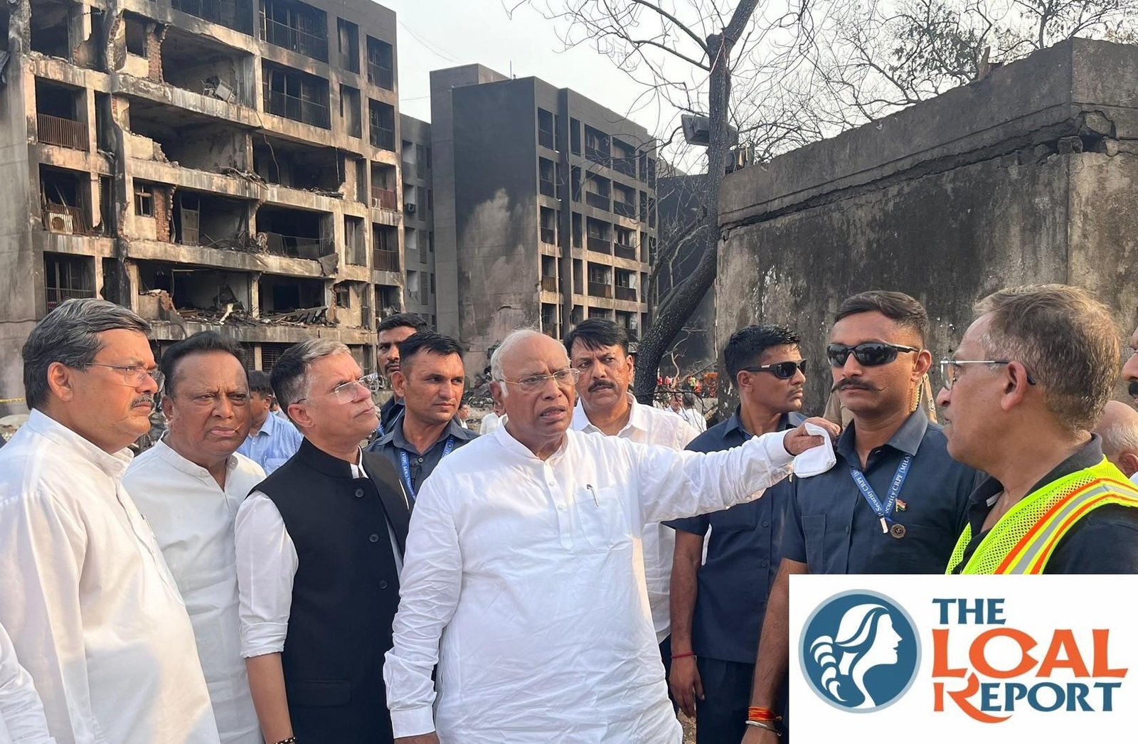 Congress President Mallikrajun Kharge visit the air plane crash site in Ahmedabad