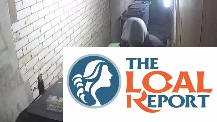 Look as thieves, pull the wheely bin filled with stolen goods through the city center