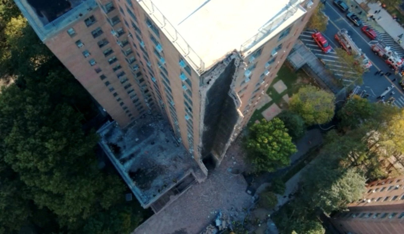 In this handout photo of the New York Fire Department in New York City, New York, US on October 1, 2025, a partially collapsed building in Bronx.