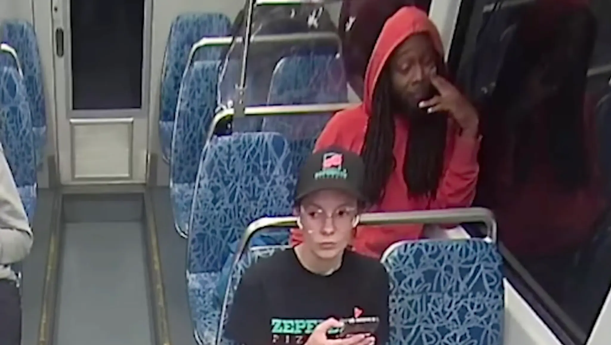 The monitoring footage featured the suspect sitting behind Irina Zarutska before the deadly attack.