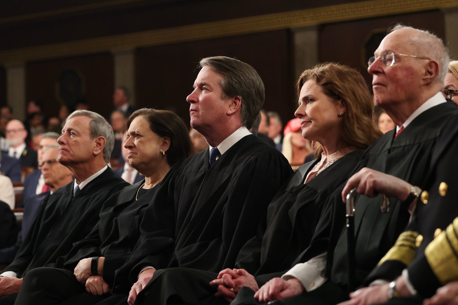 Supreme Court Justice Brett Kawanugh depicted with his fellow Justice. Prosecution said
