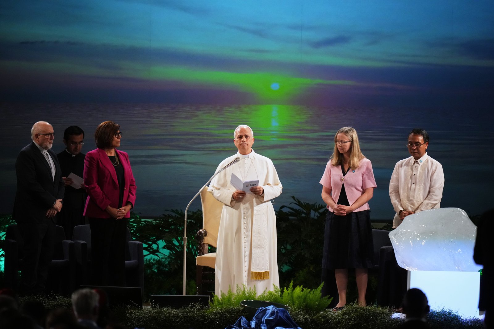 Pope blessed a block of ice in a demonstration in support of more climate action