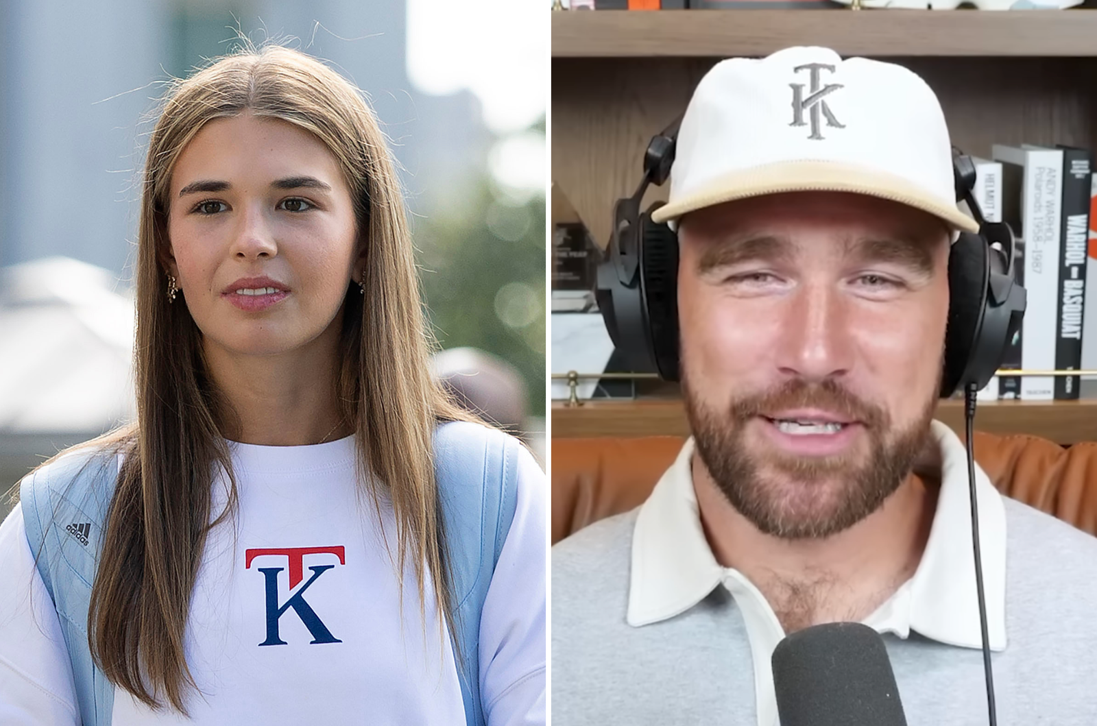Donald Trump's biggest grandson, Kai (left) launched a new merchant with a logo similar to the (right) partnership of Travis Kails with the US eagle.