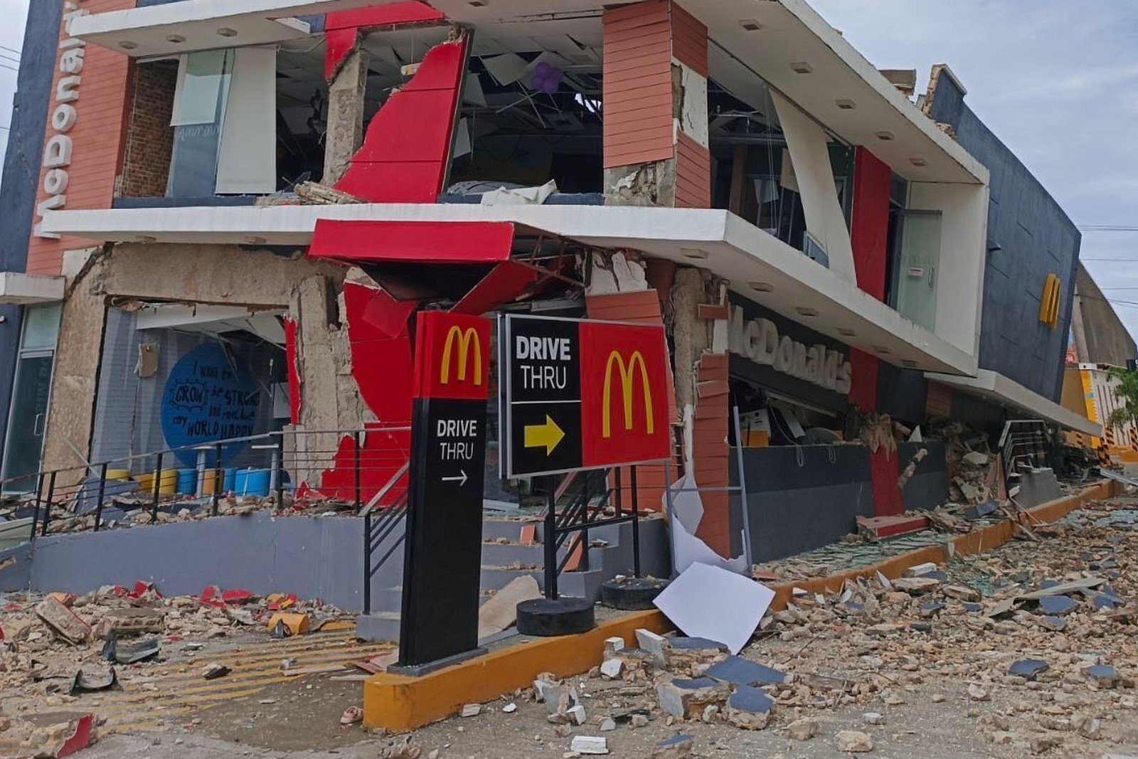 A damaged McDonald's store is seen in Bogo City, Sebu Province, Philippines