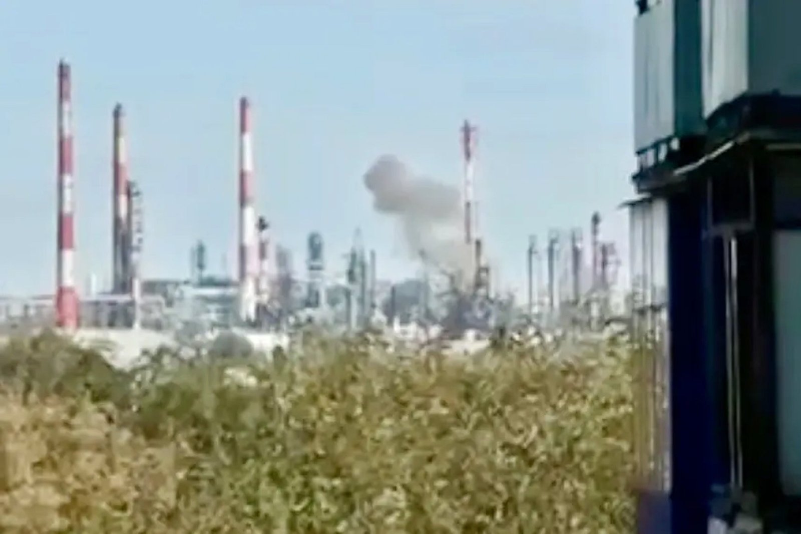 Smoking bill from an oil refinery in Russia on Friday after Ukrainian drone strike