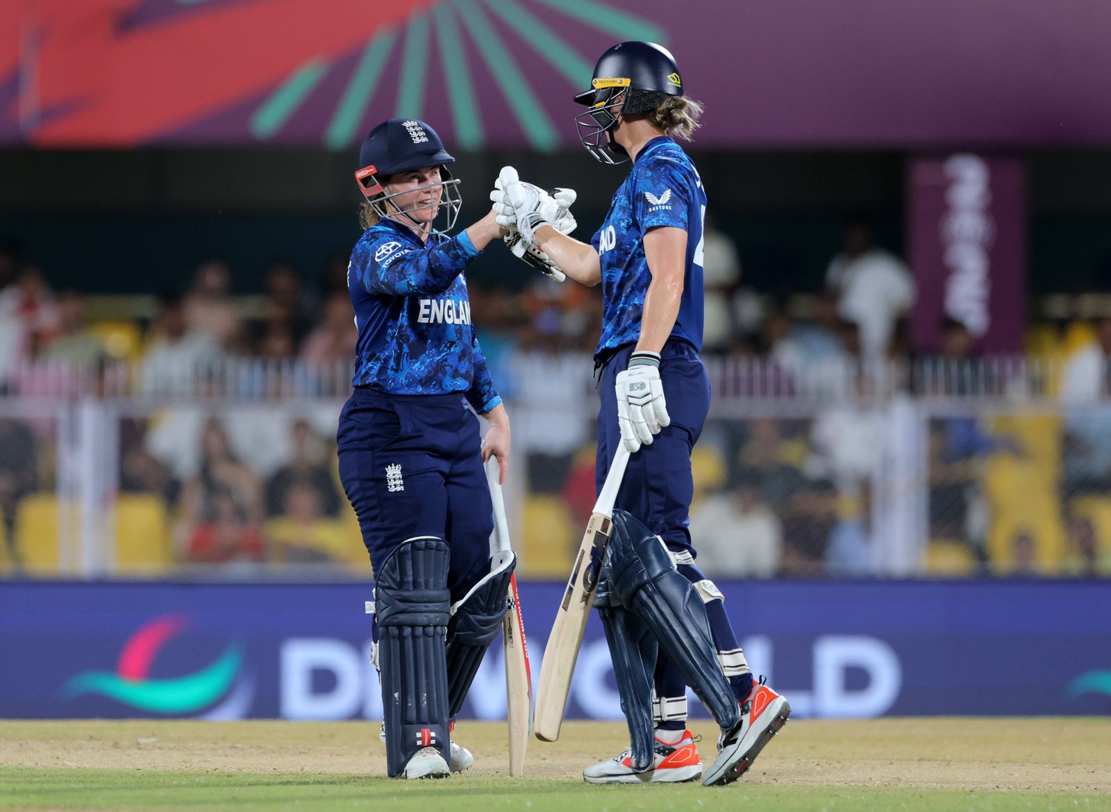 Tammy Buomont and Amy Jones relaxed England in the house