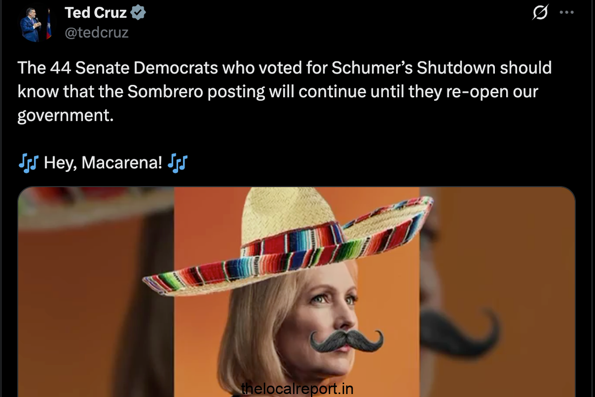 Ted Cruise copied Trump's new trop and put Sombrero on Senate Democrats