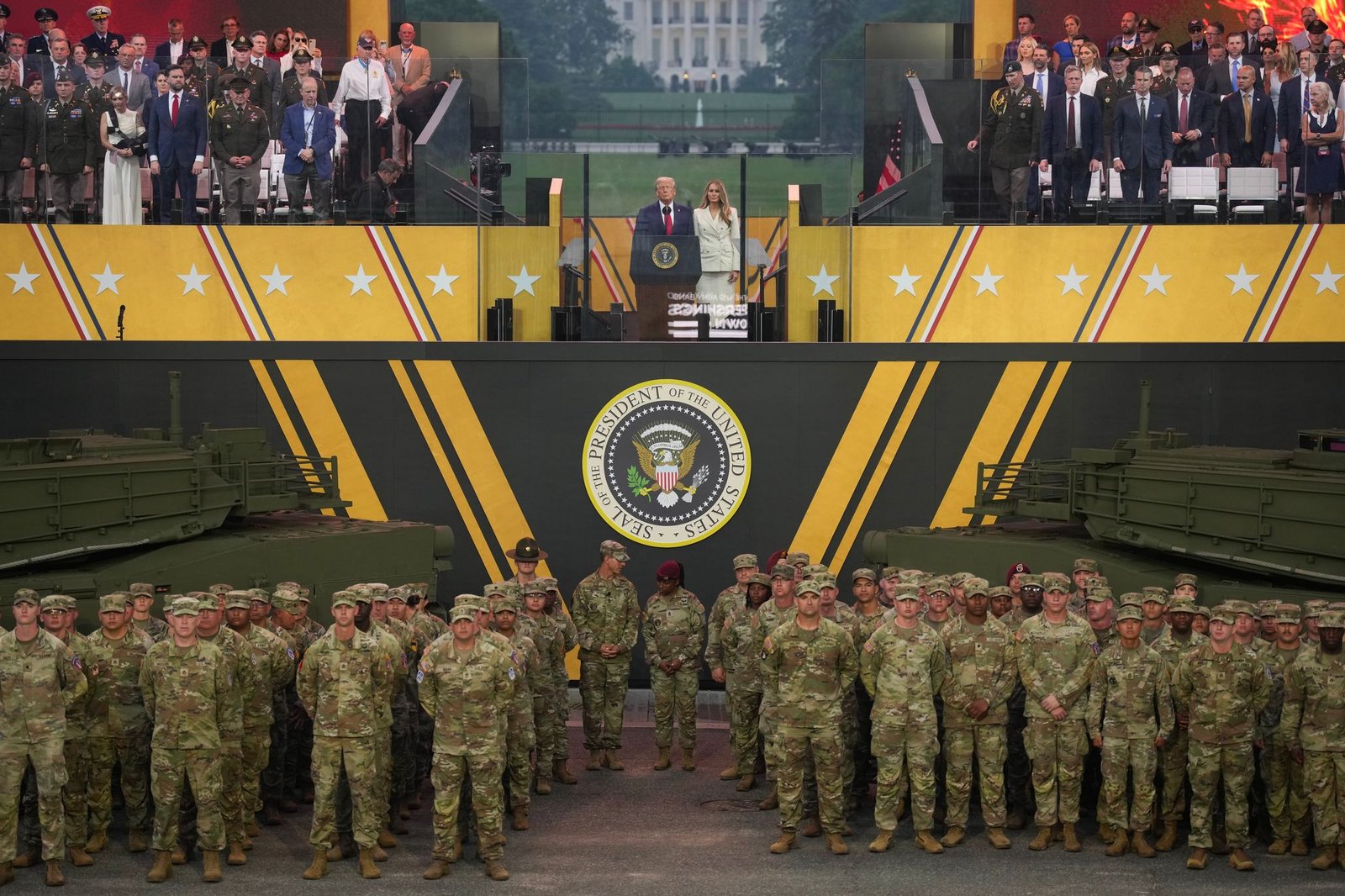 In June, Trump hosted a military parade at Washington, DC to celebrate the 250th birthday of the Army, which matched with his 79th birthday