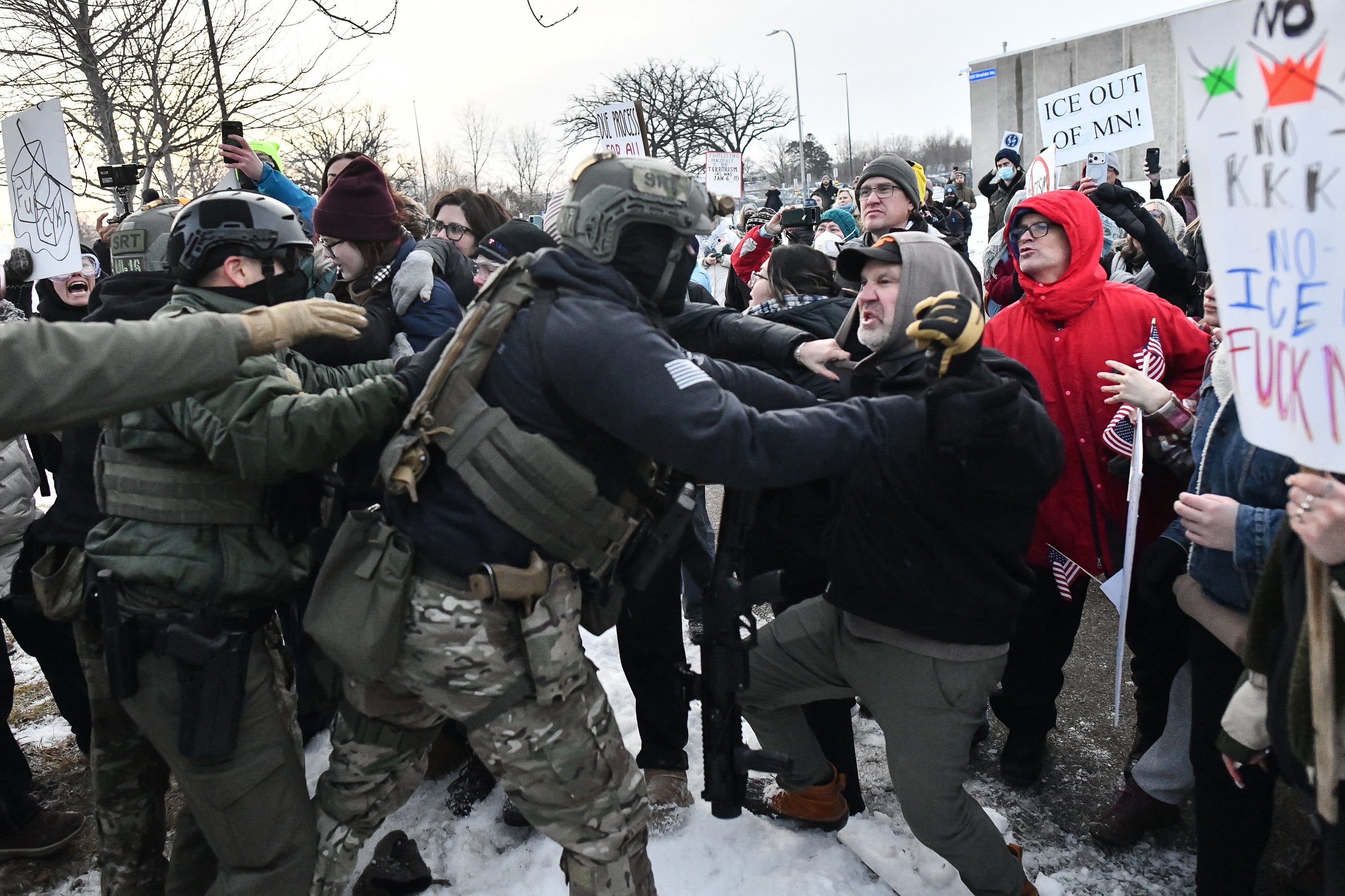 Protesters clashed with federal agents last week outside the Bishop Henry Whipple federal building in St. Paul, Minnesota