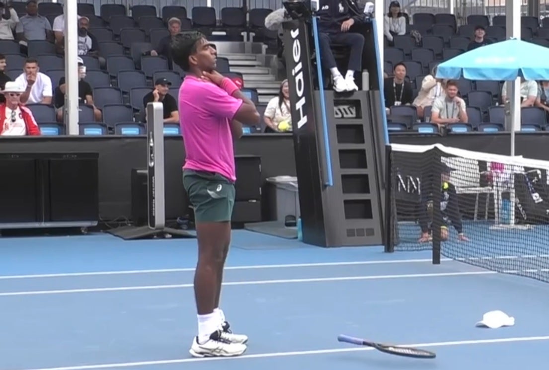 Nishesh Basavareddy celebrates real win with 'choking' gesture towards Offner