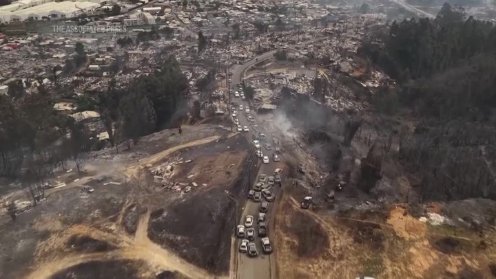 Chilean wildfires: Aerial footage shows at least 18 dead
