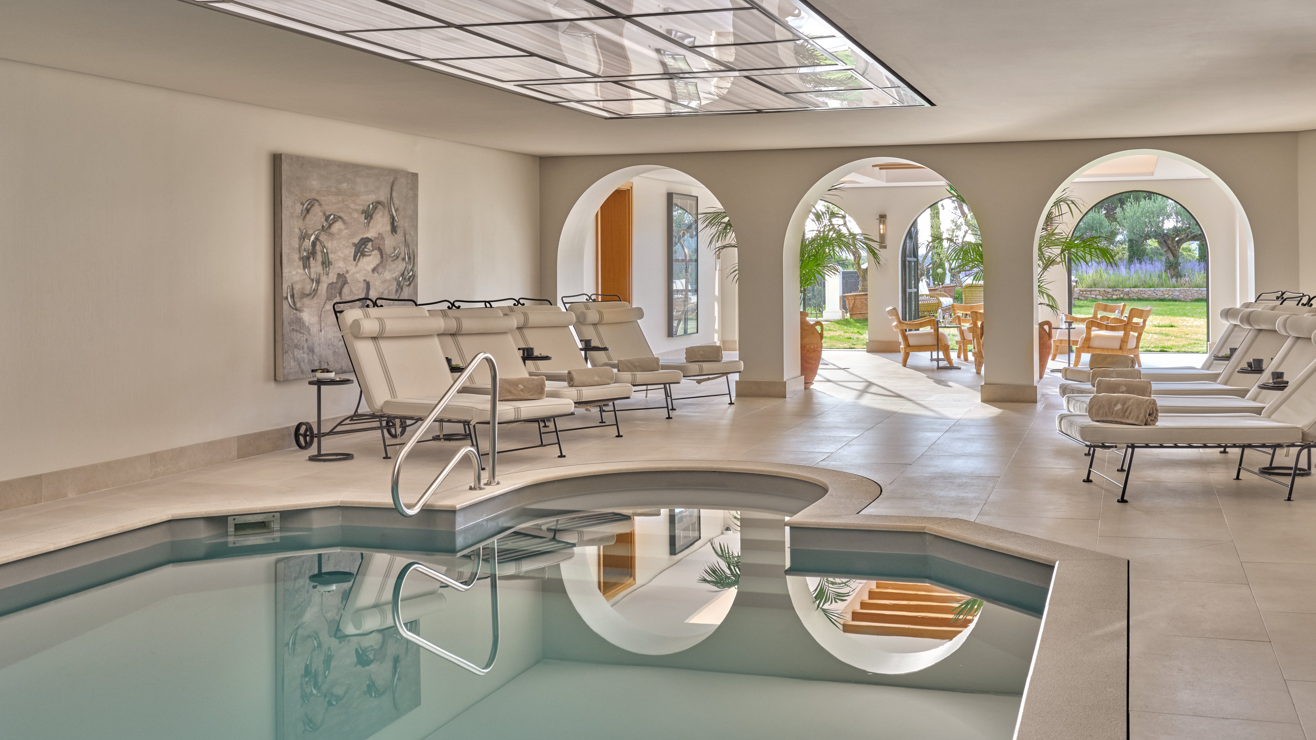 The hotel features a beautiful indoor spa pool