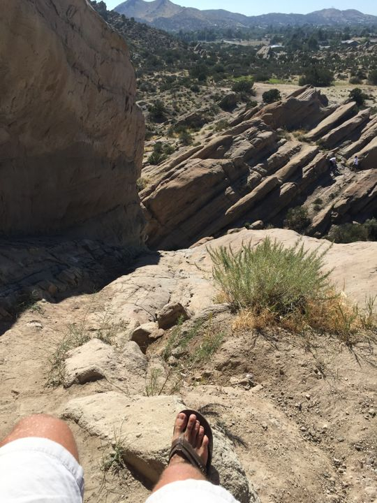The runner-up award went to a traveler who suffered a panic attack while wearing flip-flops while climbing rocks in California (pictured)