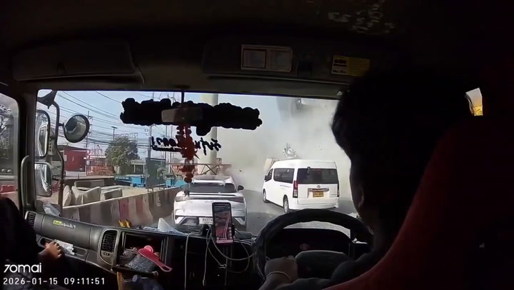 Dashcam captures Thailand's second crane collapse in two days