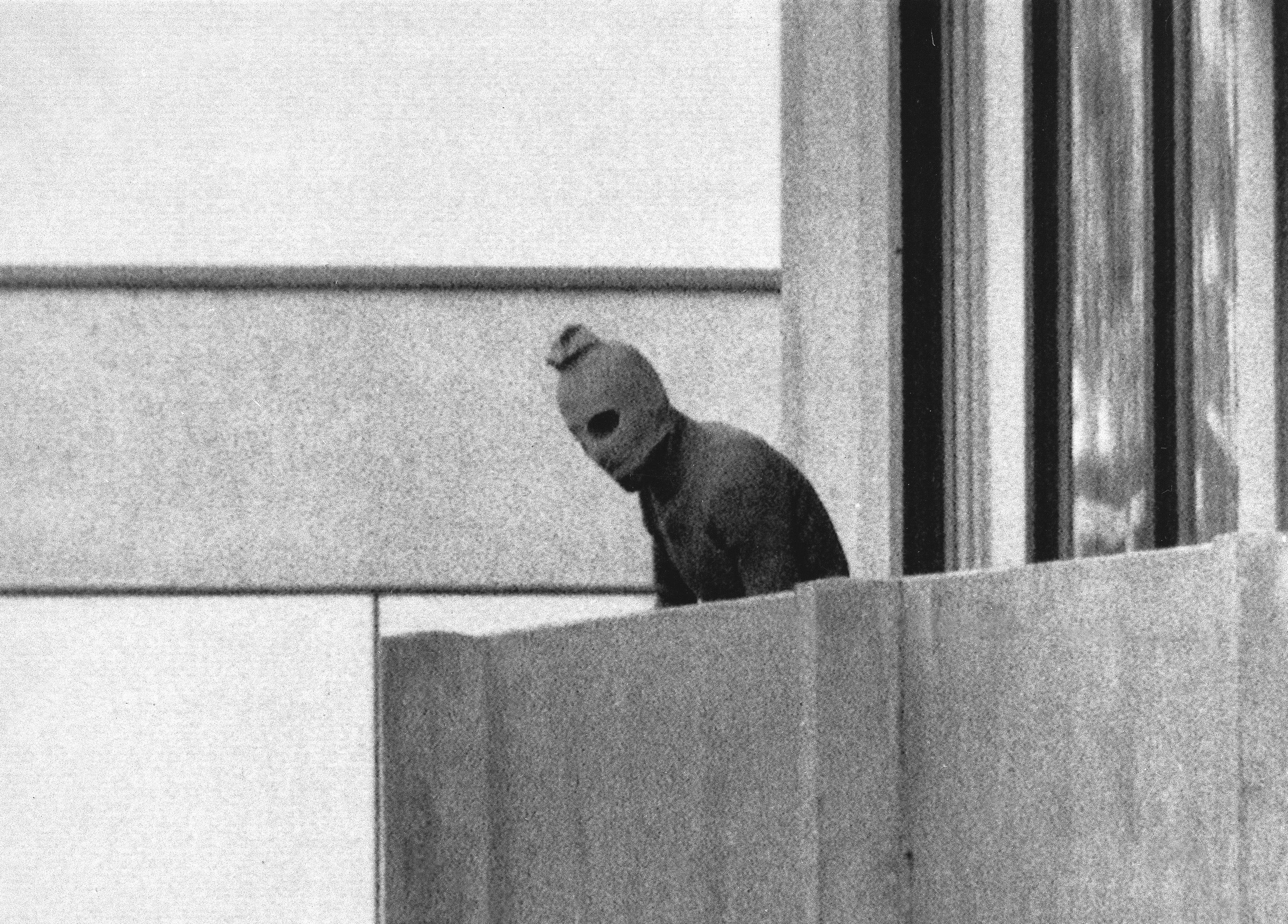 On September 5, 1972, in the Munich Olympic Village, a member of the Arab commandos kidnapped members of the Israeli Olympic team from their dormitories. His face was covered by a hood and he appeared on the balcony of the village building where the commandos held the Israeli team members hostage.