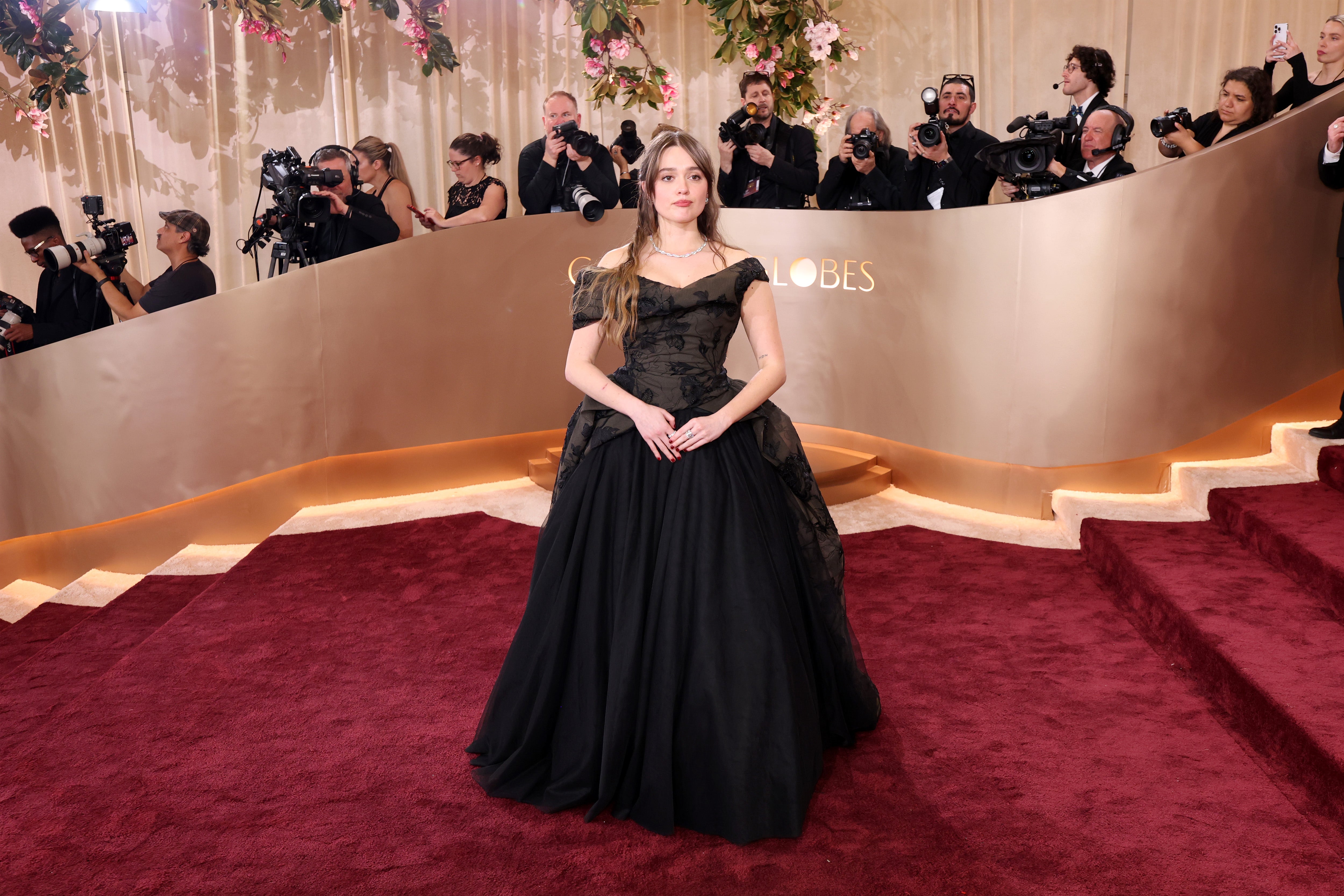 Wood wore a black off-the-shoulder gown with lace overlays at the awards show that looked uncensored