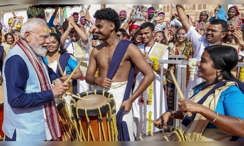 In Pics | PM Modi leads Shaurya Yatra, plays damru during Somnath Swabhiman Parv