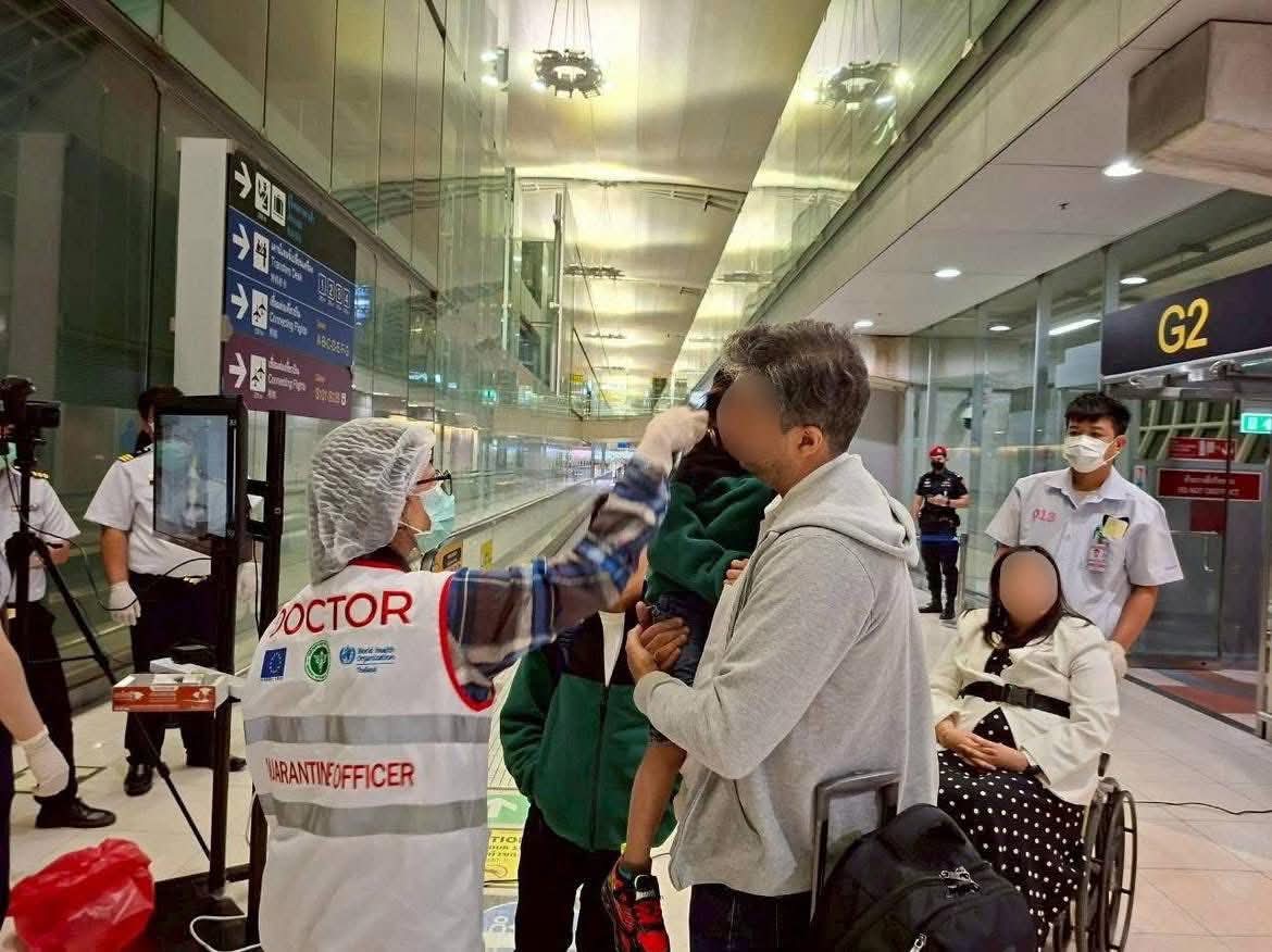 Thailand's Department of Disease Control screens passengers arriving from West Bengal, India, at Suvarnabhumi and Don Mueang airports