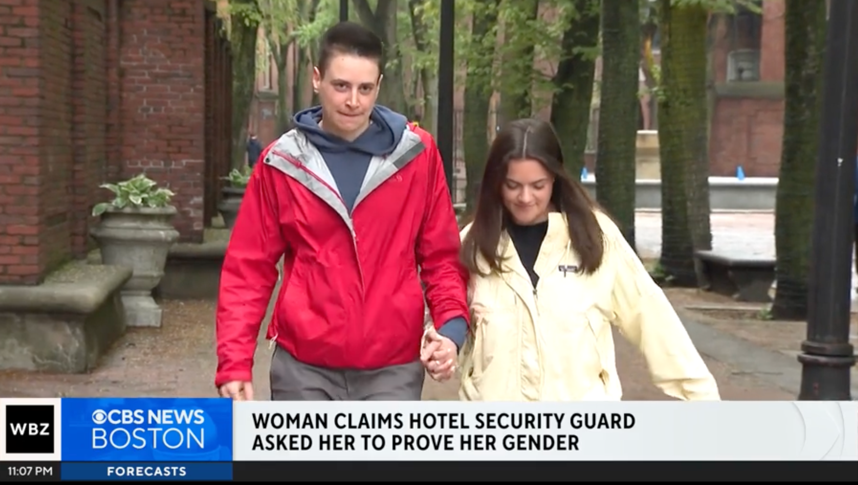 Ainsley Baker (left) and Liz Victor were asked to leave the Liberty Hotel in Boston