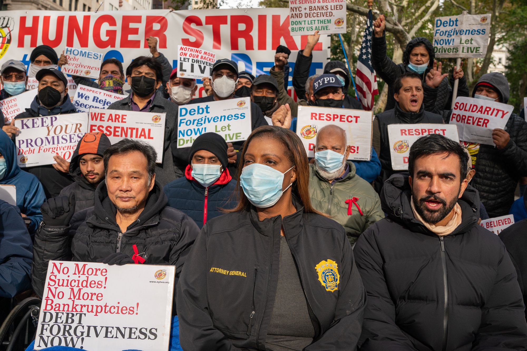 Zohran Mamdani (pictured right) has been loyal to the New York Taxi Workers Union since joining a hunger strike for debt relief in 2021
