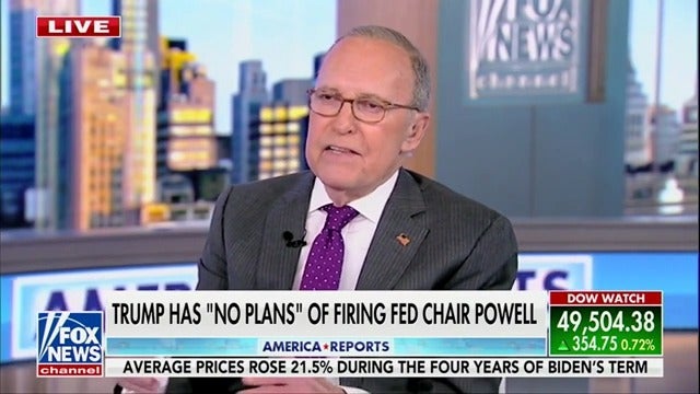 Larry Kudlow declares Jerome Powell is not a criminal while urging Jeanine Pirro to drop criminal investigation into Fed chair.